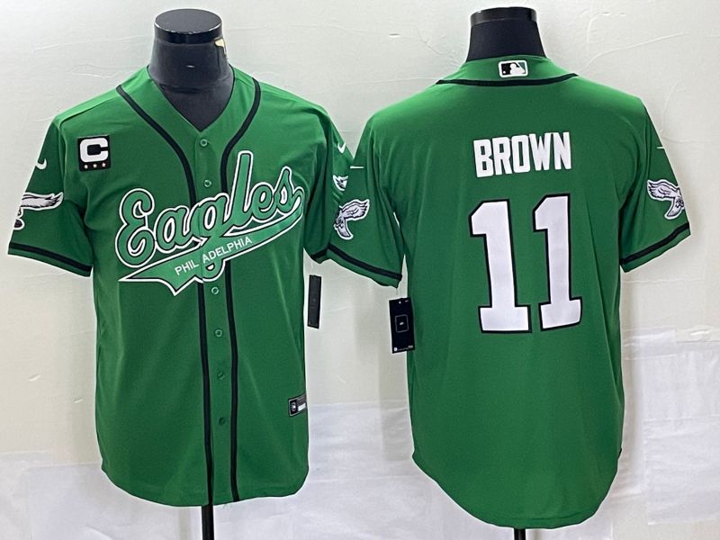 Men Philadelphia Eagles #11 Brown Green Co Branding Game NFL Jersey style 6->philadelphia eagles->NFL Jersey